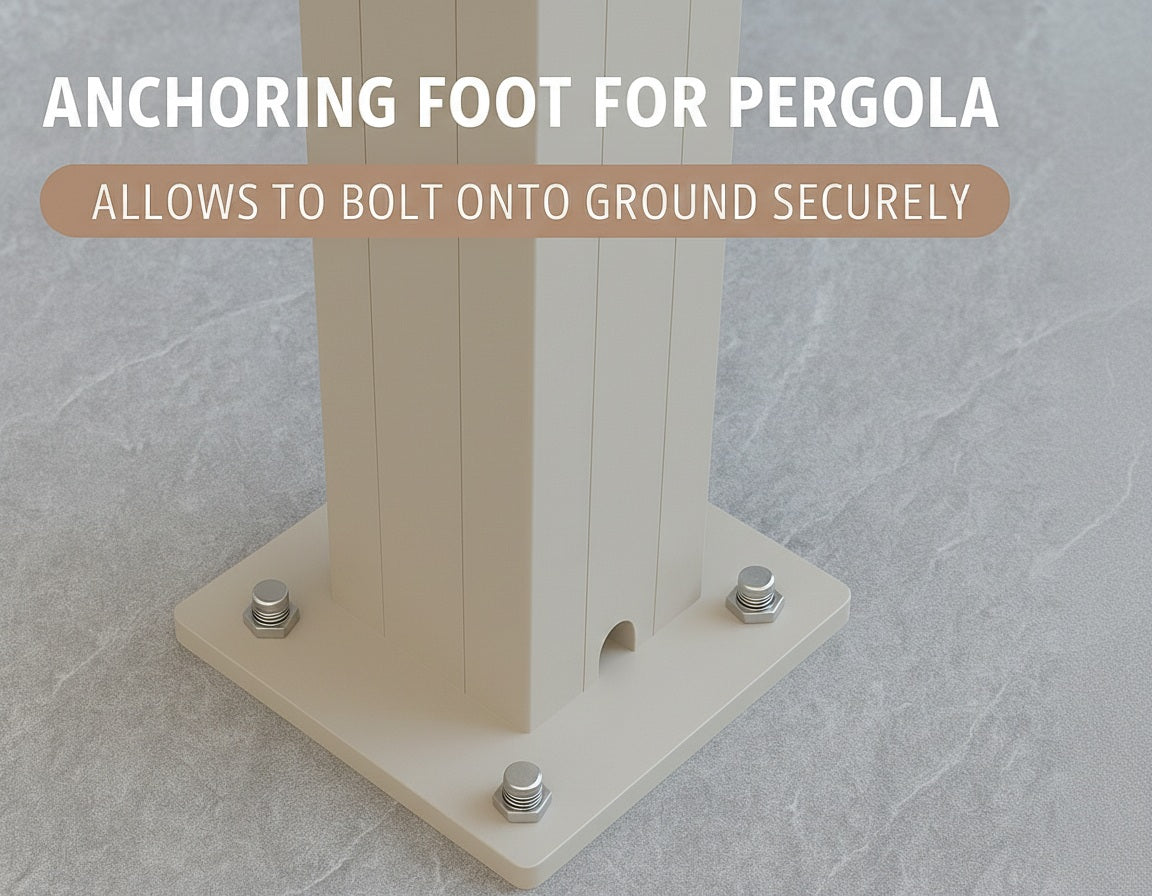 LuxShade™ 3×3m Pebble Aluminium Pergola with LEDs, Double-Layered Roof & 3 Blinds