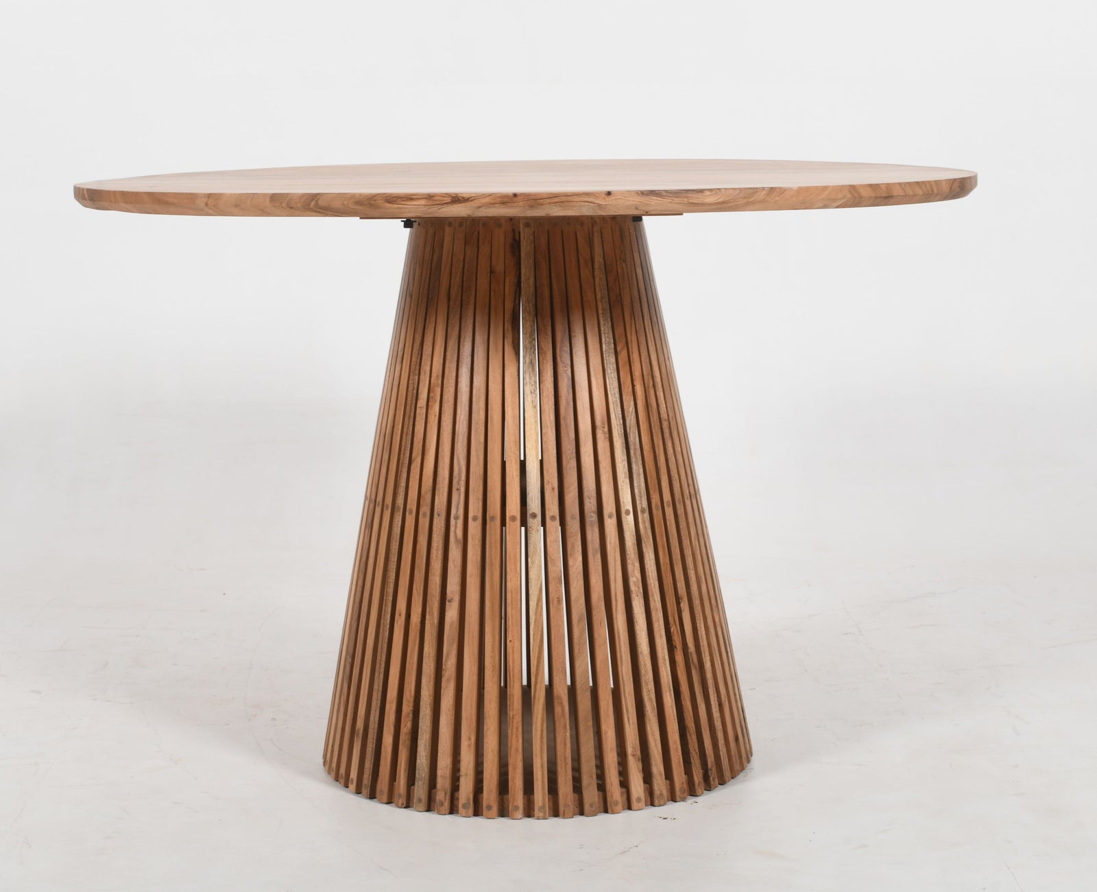 Round Solid Acacia Wood Dining Table | Flute Design Base - 120cms Casa Maria Designs 