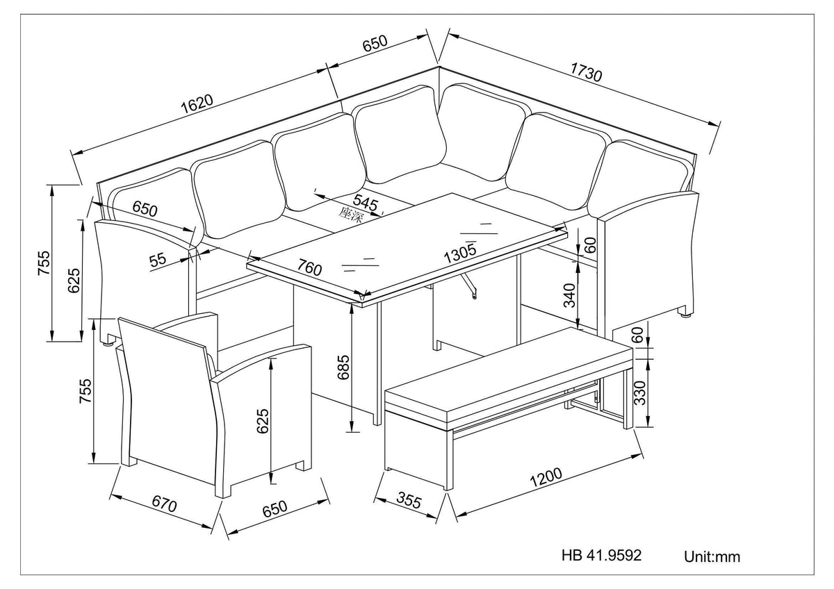 Miami Rattan Garden Furniture Set - Right Hand Corner Sofa | Mixed Grey / Light Rattan Furniture MaxiFurn 