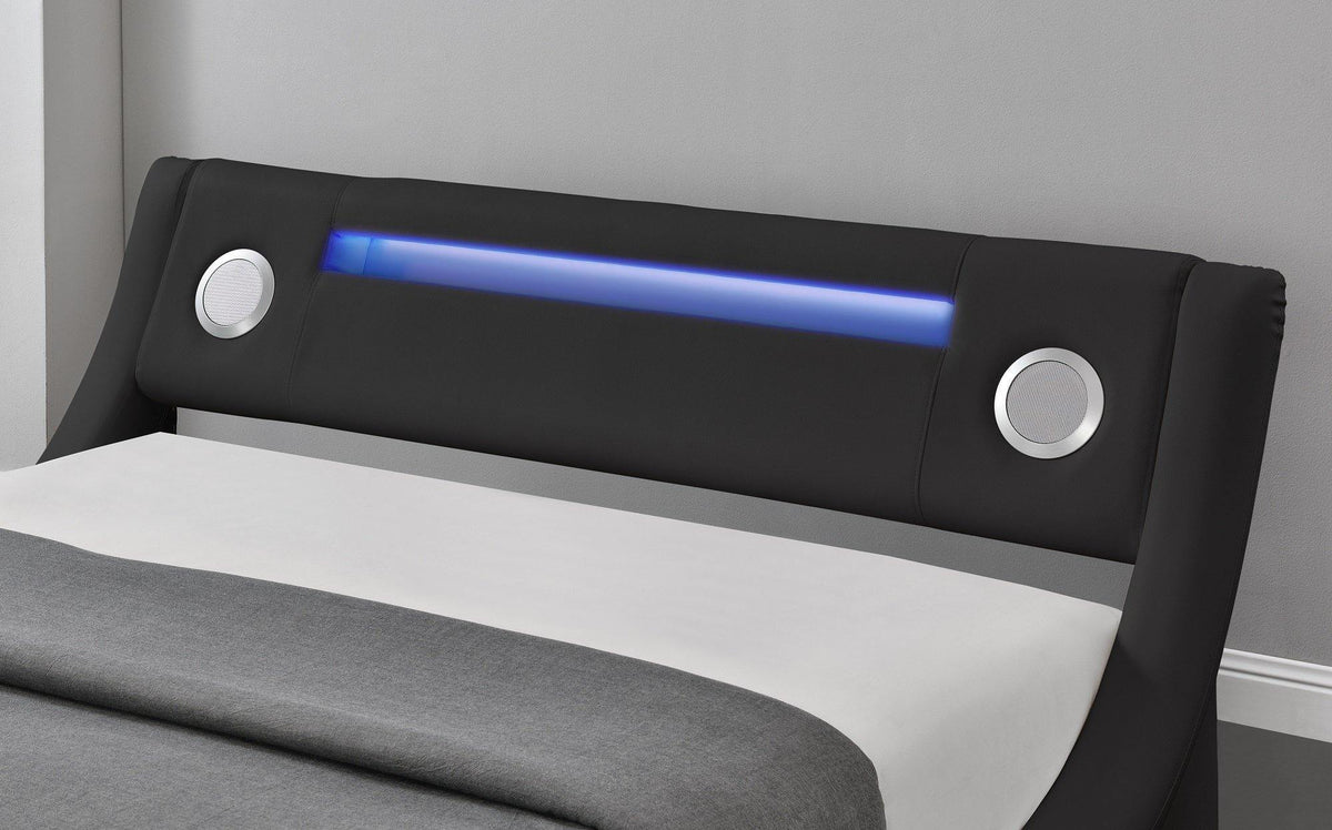 Mojo Bluetooth Speakers LED Bed - Black PU Leather - Size: Double Bed Casa Maria Designs 