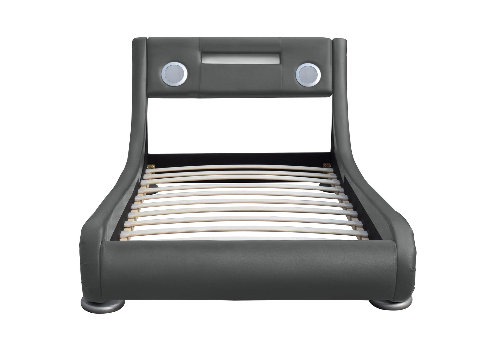 Mojo Bluetooth Speakers LED Bed - Grey PU Leather - Size: Single Bed Casa Maria Designs 