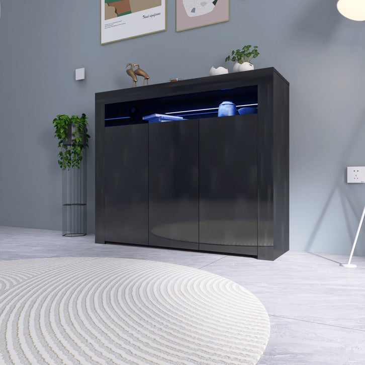 Enzo Modern 3 Doors LED Sideboard in High Gloss Black Sideboard Casa Maria Designs 