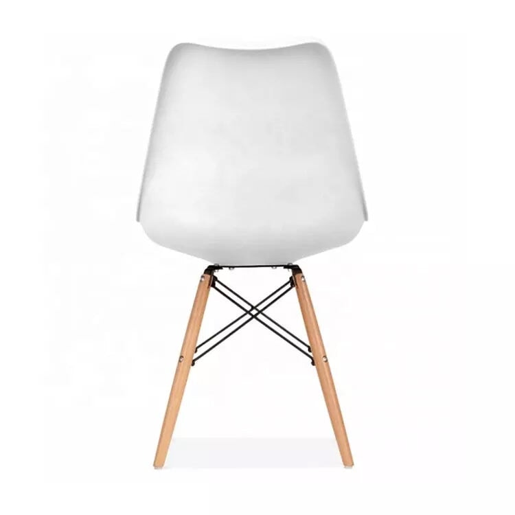 4 x Milo Ergonomic &quot;Tulip&quot; Dining Chairs - White Chair with Solid Wooden Legs Casa Maria Designs 