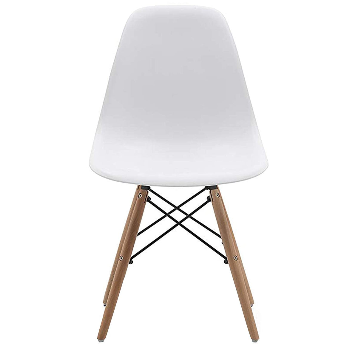 4 x Milo Ergonomic &quot;Tulip&quot; Dining Chairs - White Chair with Solid Wooden Legs Casa Maria Designs 