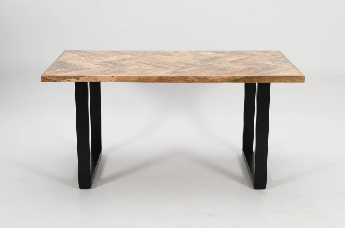Rectangle Solid Mango Wood Dining Table | Herringbone Design - 160cms Casa Maria Designs 
