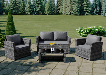 Lazio Grey Rattan Garden Furniture Sofa Set Mixed Grey Dark
