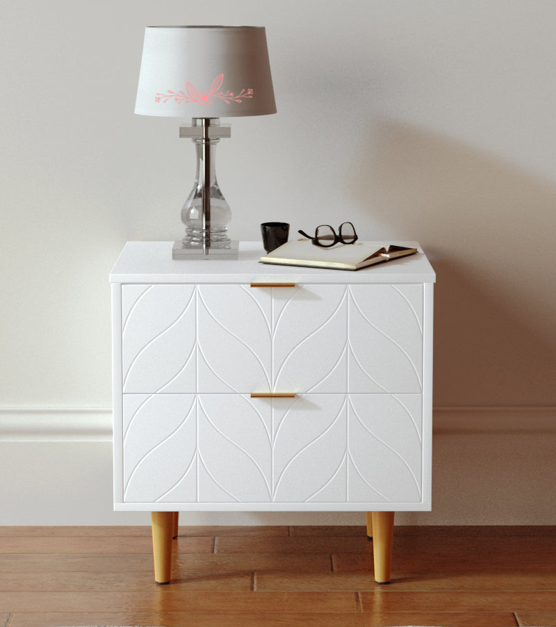 Milly 2 Drawer Bedside Cabinet Table - White & Brass Effect Casa Maria Designs 
