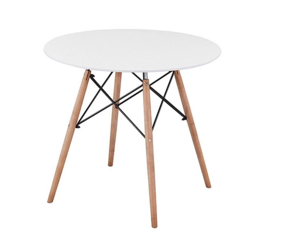 Milo White Round Nordic Dining Table with Solid Wood Legs 80cms Casa Maria Designs 