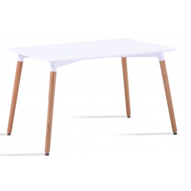 Milo White Rectangle Nordic Dining Table with Solid Wood Legs 120cms Casa Maria Designs 