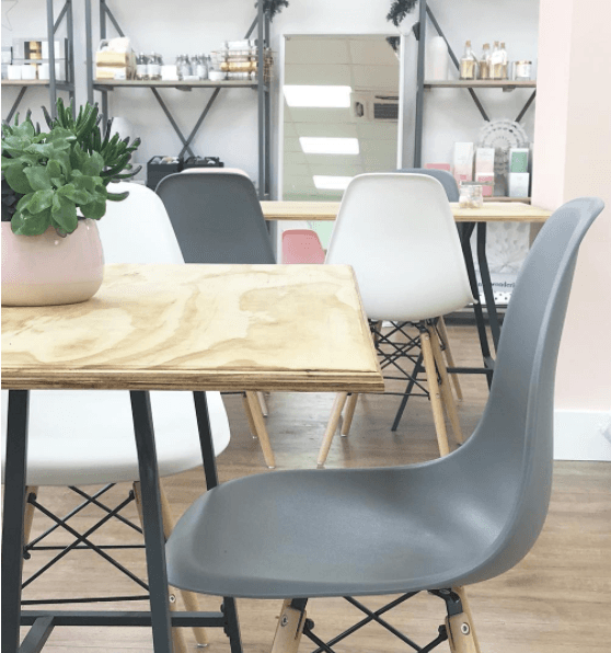 4 x Milo Ergonomic &quot;Tulip&quot; Dining Chairs - Light Grey Chair with Solid Wooden Legs Casa Maria Designs 